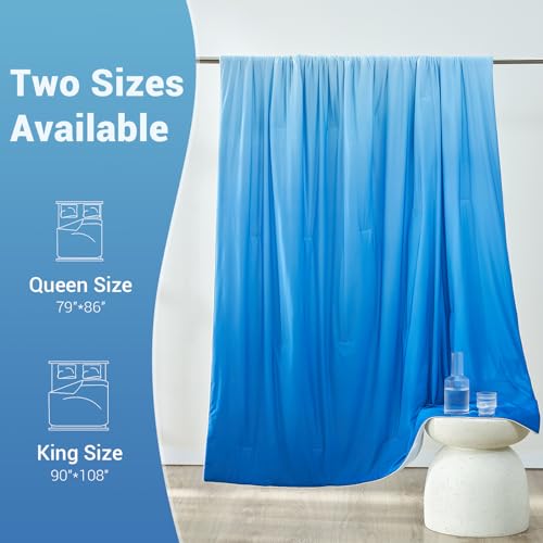 Kühlende Bettdecke absorbiert Körperwärme, um kühl zu bleiben, doppelseitige Kühldecke für heiße Schläfer Cool Fabric Q-Max>0.5, leichte Sommer-Bettdecke kalte Decke, gradient dunkelblau | Karnz