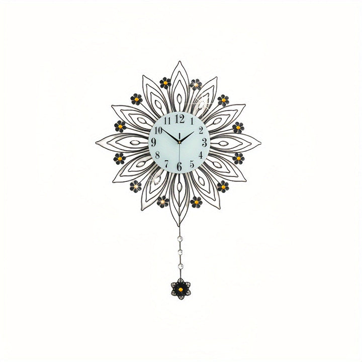 Elegante Blumen-Wanduhr mit luxuriösen goldenen Akzenten | Karnz