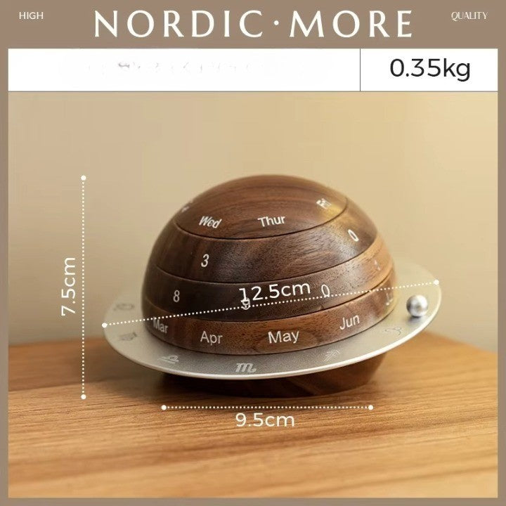 Cosmic Cycle Minimalist Drehender Holzkalender | Karnz