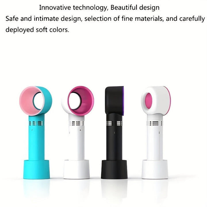 1 Stück USB wiederaufladbarer bladeless Handheld Ventilator - Tragbarer mini Tischventilator mit 3 Geschwindigkeiten für Reisen, Camping, Büro und Raumnutzung | Karnz