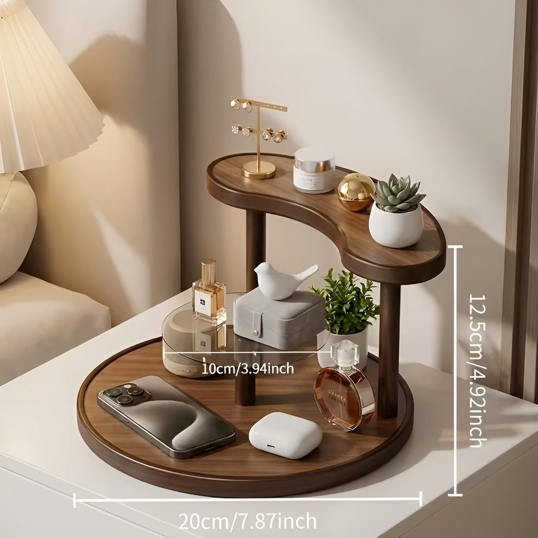 Rotierender Holz-Make-up-Organizer - 3-stufig und stabil | Praktische Aufbewahrung für Kosmetik | Karnz