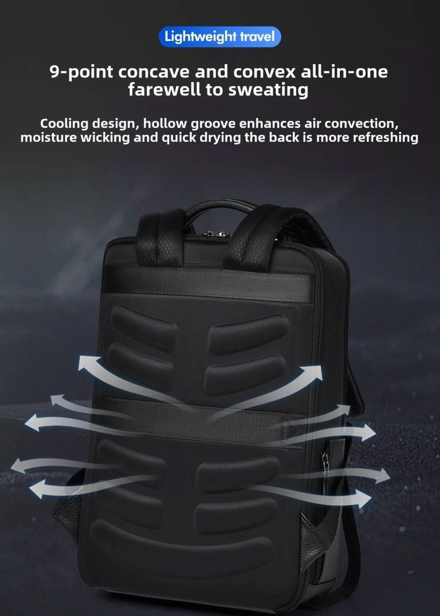 Eleganter Lederrucksack für Damen und Herren mit USB-Anschluss für Laptop und den täglichen Gebrauch, 15,6 Zoll, schwarz