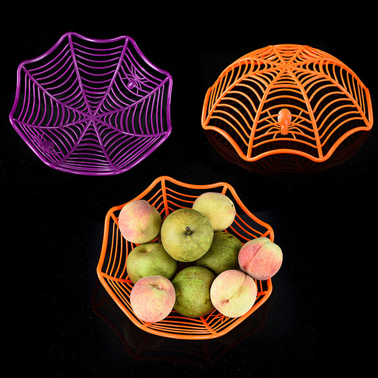 Kunststoff-Deko-Schale in Spinnennetz-Form für Halloween Obst- und Süßigkeitenschale