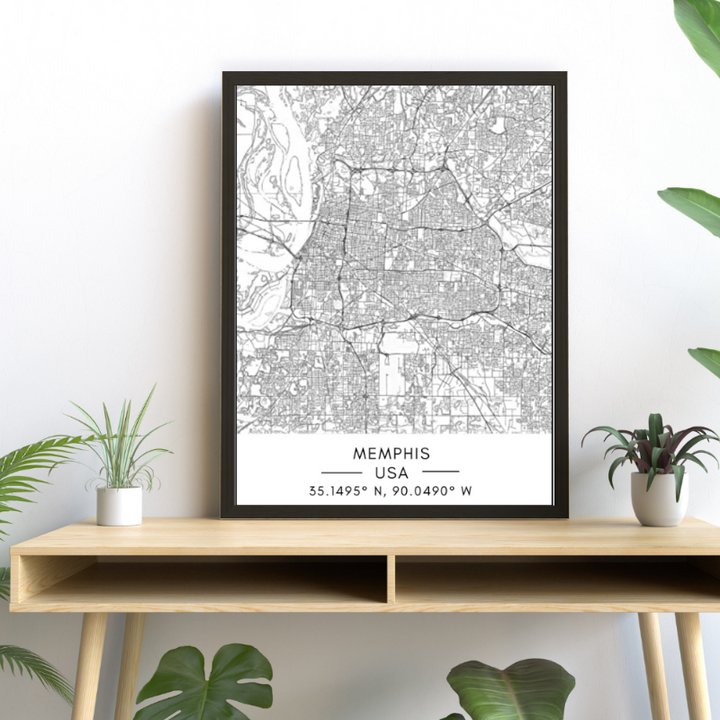 Memphis Stadtplan - Leinwand Wandkunst Gemälde