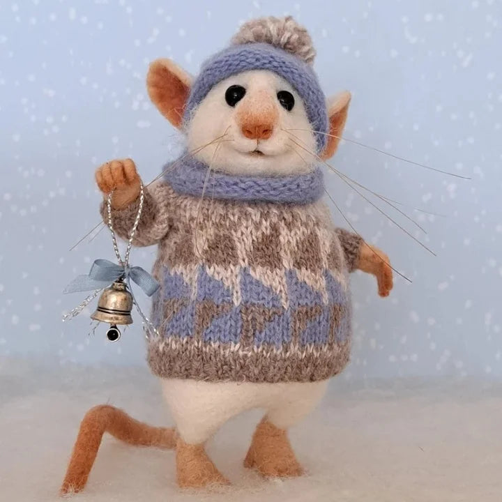 Karnz | Handgefertigte Filzmaus | Weihnachtsdekoration & Geschenkidee | Aus Wolle & Stoff nadelgefilzt | Nachhaltig