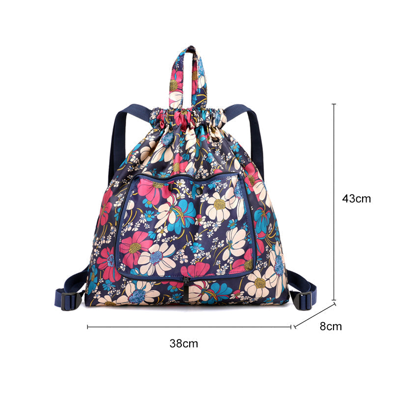Faltbarer Bedruckter Nylonrucksack mit Kordelzug | Karnz