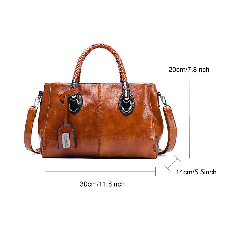 Neue Handtaschen aus Ölwachsleder Boston, große Tragetasche aus weichem Leder | Karnz