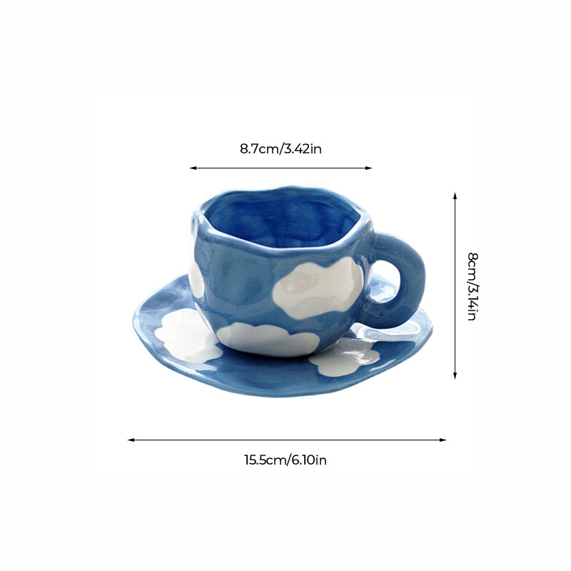Handbemalter kreativer Kaffeebecher, Keramiktasse und Untertassenset | Karnz