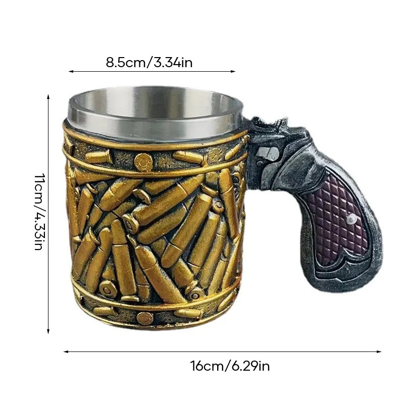 Edelstahl Bullet Muster Einzigartiger Revolver Bierkrug | Karnz