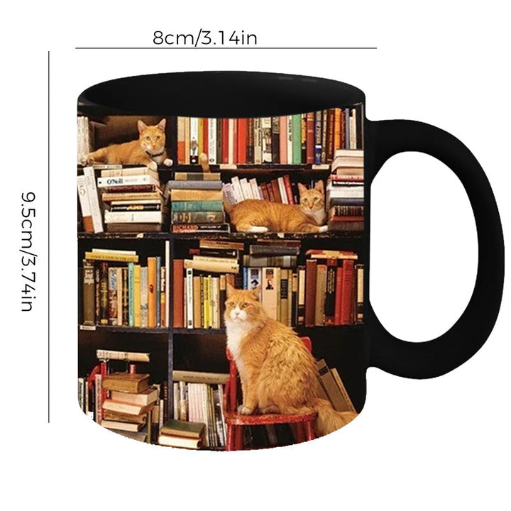 Bücherregal Keramiktasse - Geschenk für Katzenbuchliebhaber | Karnz