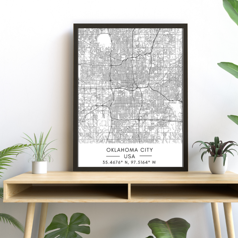 Stadtplan von Oklahoma City – Leinwandbild