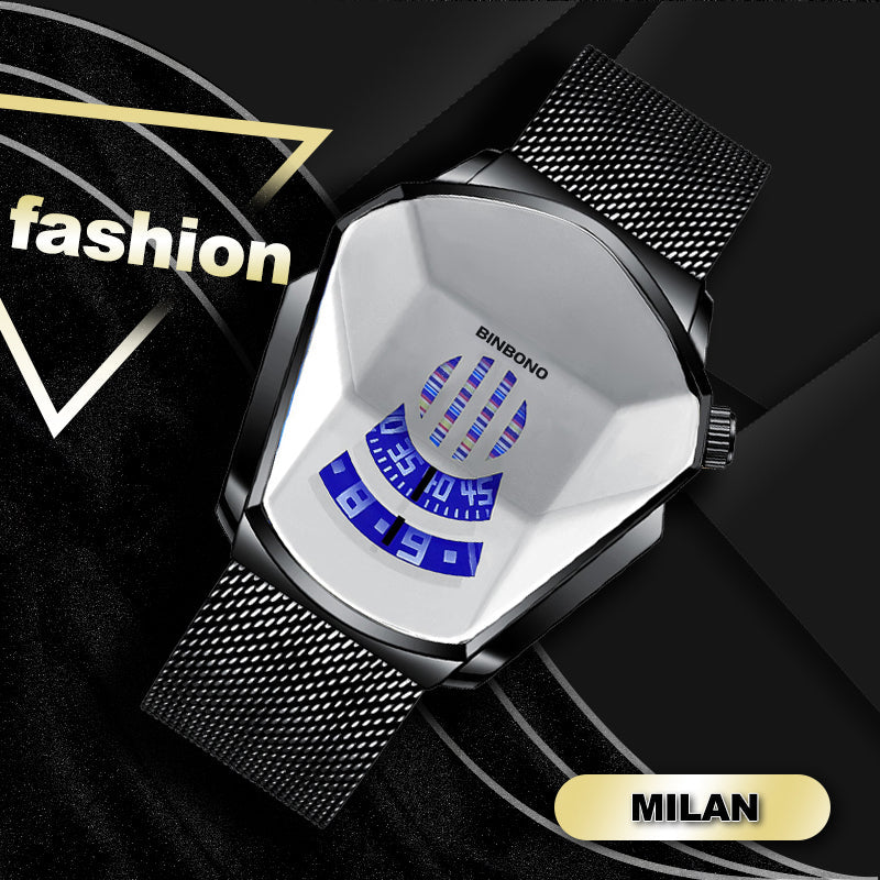 Herren-Quarzuhr im Diamant-Stil