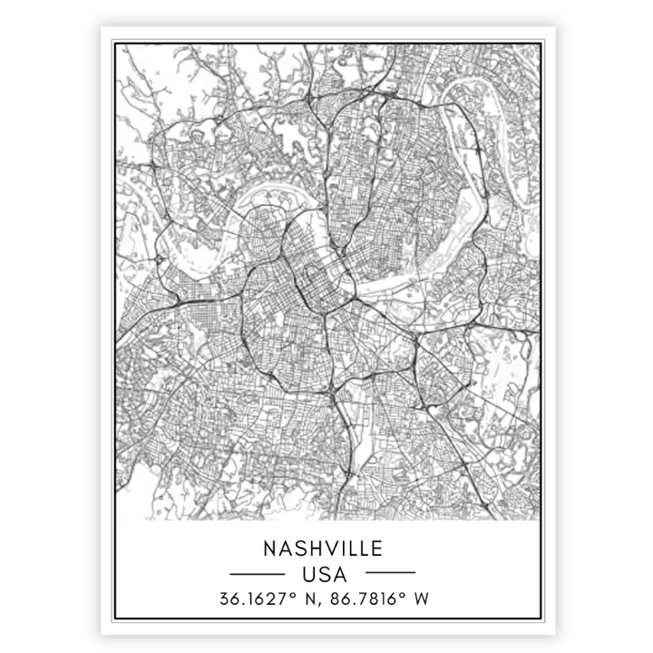 Stadtplan von Nashville – Leinwandbild