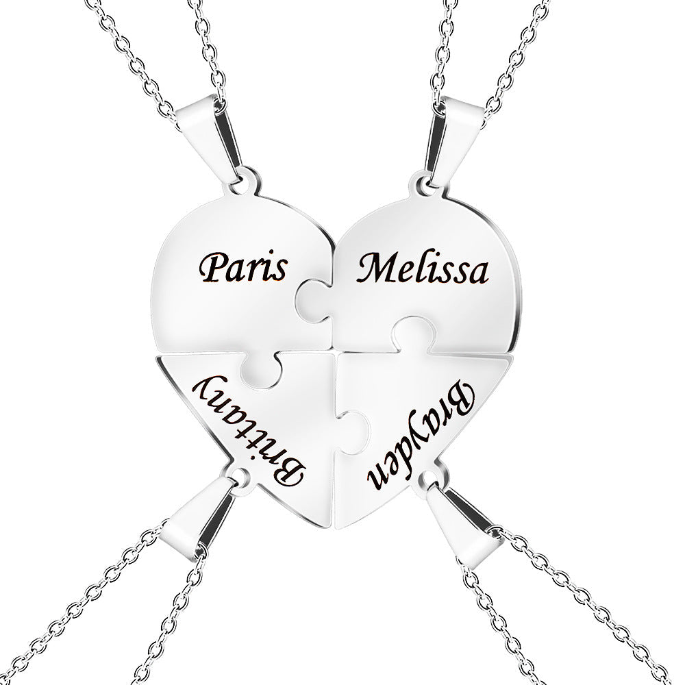 Karnz | Personalisierte Familienherz-Puzzle-Halskette