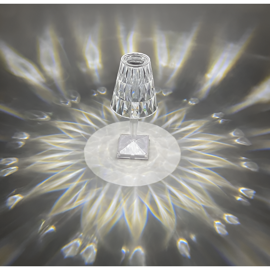 Diamond Glow – Kabellose USB-Nachttischlampe mit Kristallglanz