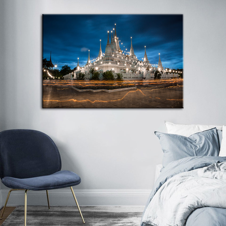 Schöne Tempel Nachtzeit - Leinwand Wandkunst Gemälde