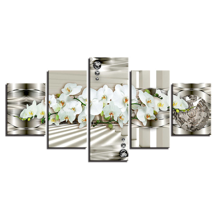 Moderne Weiße Orchideen 5-teilig - Leinwand Wandkunst Gemälde