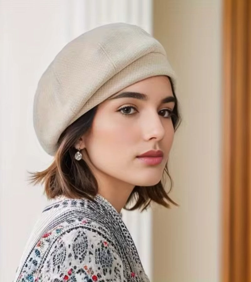Elegante Damenkappe | Pariser Chic | Atmungsaktives, weiches Material | Einheitsgröße