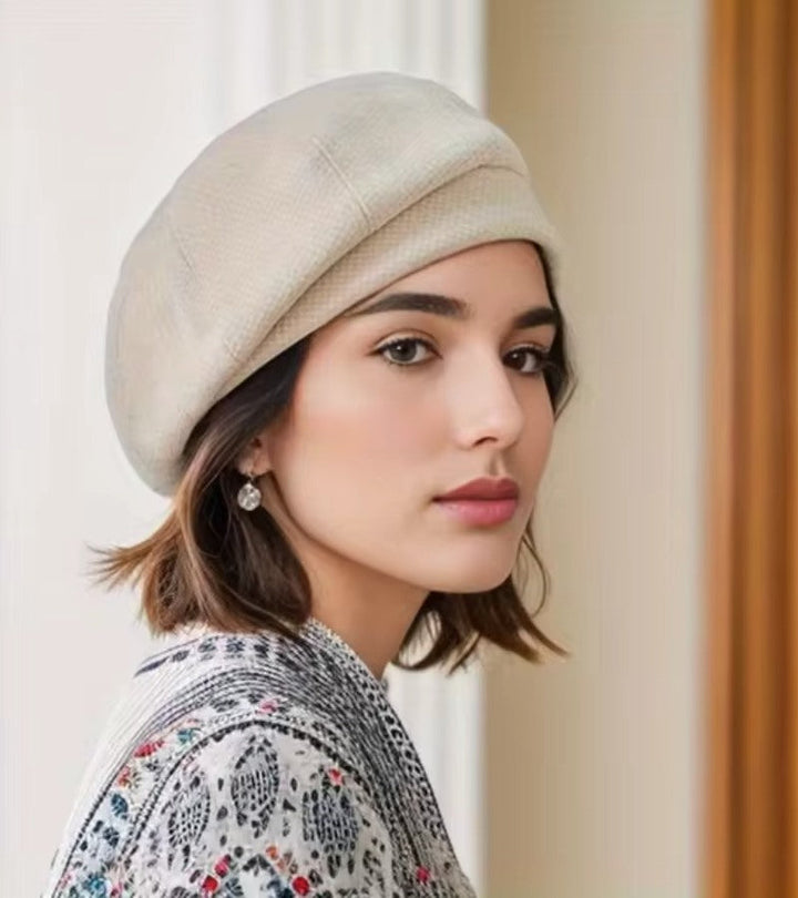 Elegante Damenkappe | Pariser Chic | Atmungsaktives, weiches Material | Einheitsgröße