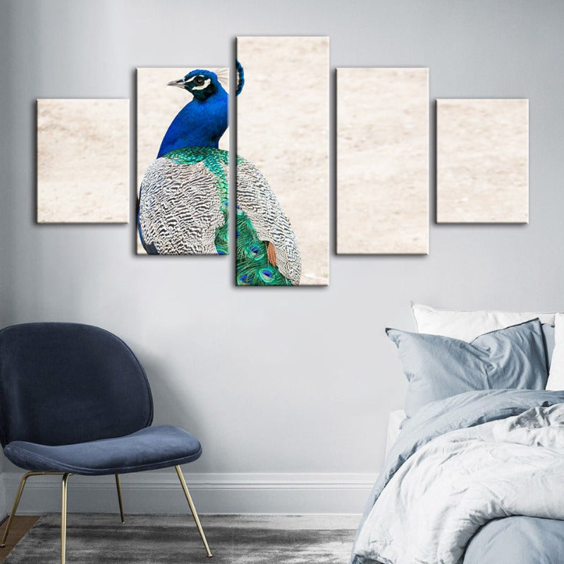 5-teiliges Rock-elegantes Pfau - Leinwand Wandkunstmalerei