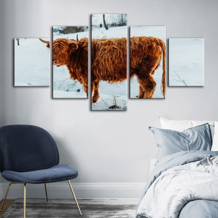 5-teilige Curly Haired Cow - Leinwand Wandkunst Gemälde
