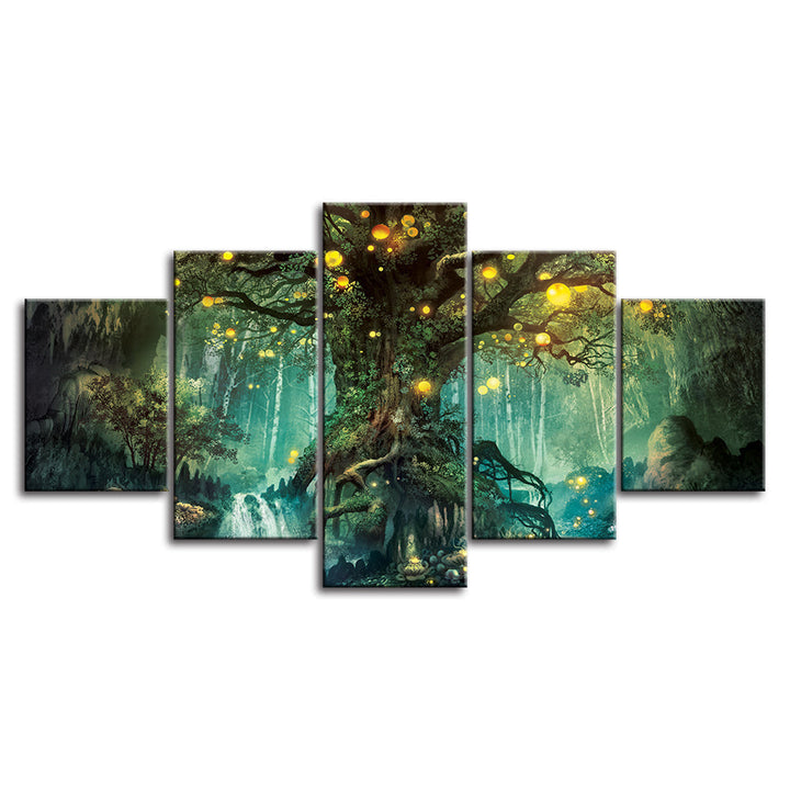 Magic Forest Trunk 5 Stück - Canvas Wandkunst Gemälde