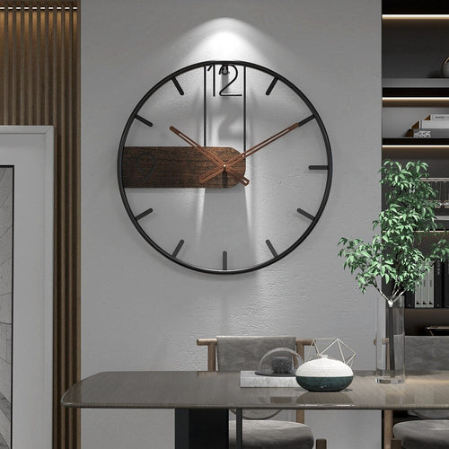 Robuste Wanduhr aus Stahl und Walnuss - Stilvolles Design für jedes Interieur | Karnz