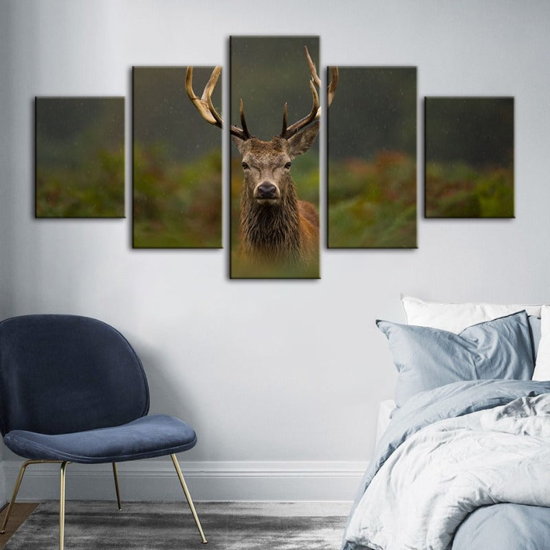 5 Stück Kuriositäten Reh Zwischen Farnen - Leinwand Wandkunst Gemälde