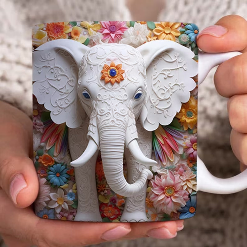 3D Elefanten Blumen Tasse | Karnz