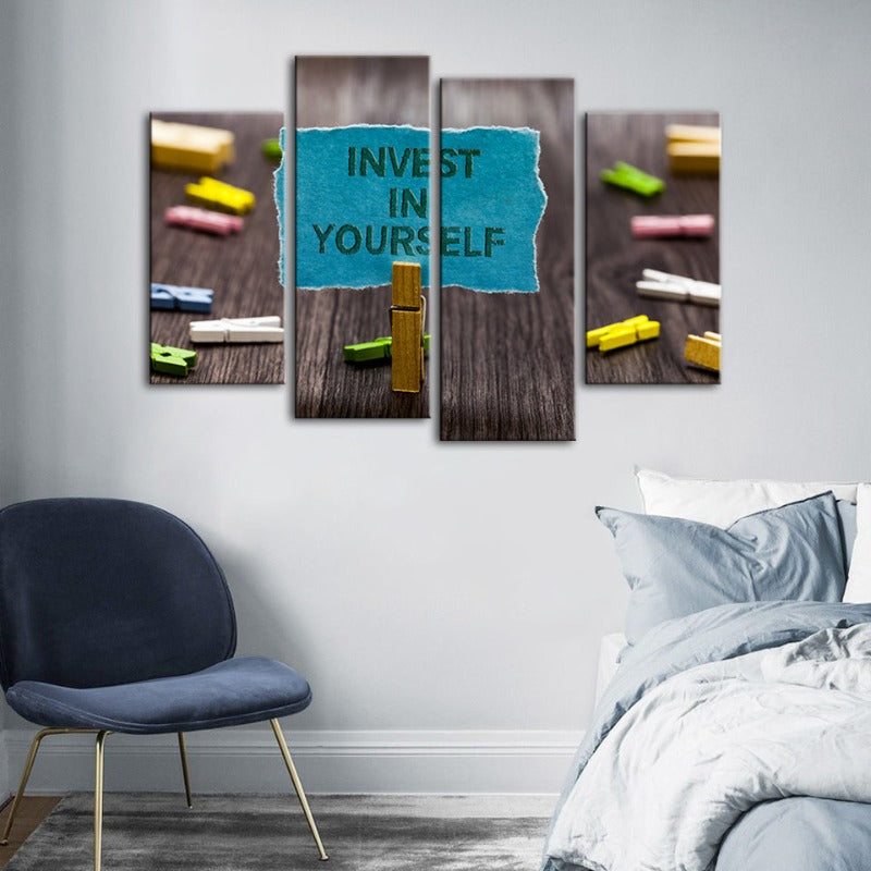 4-teilig Investiere in dich selbst - Leinwand Wandkunst Malerei