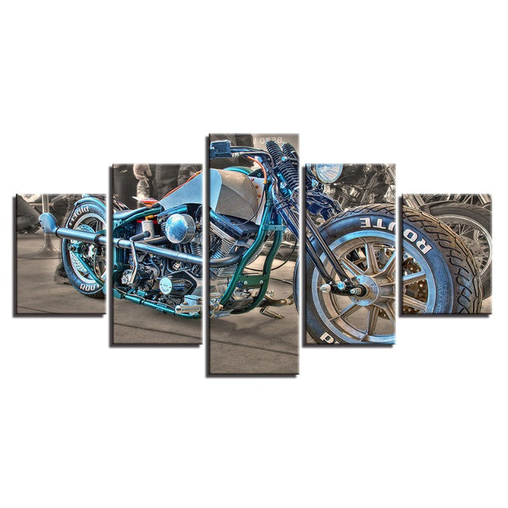 5-teilige Nahaufnahme Blau Reiter Fahrrad - Leinwand Wandkunst Gemälde