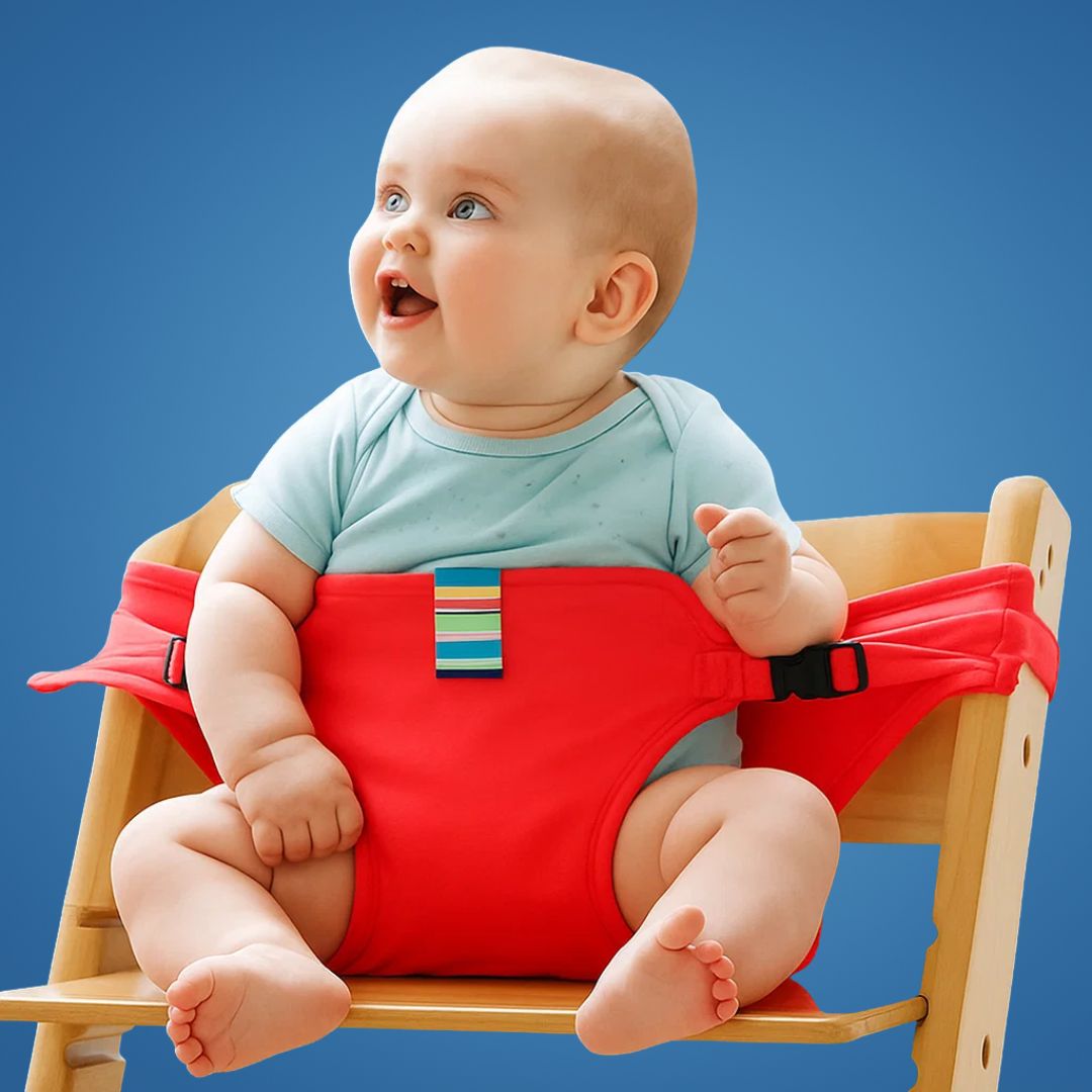 SeatGuard | Kindersitzgurt – Sicherer verstellbarer Sitz – Atmungsaktiver Baumwollstoff – Tragbare Sicherheitslösung zum Essen für reisende Eltern Karnz