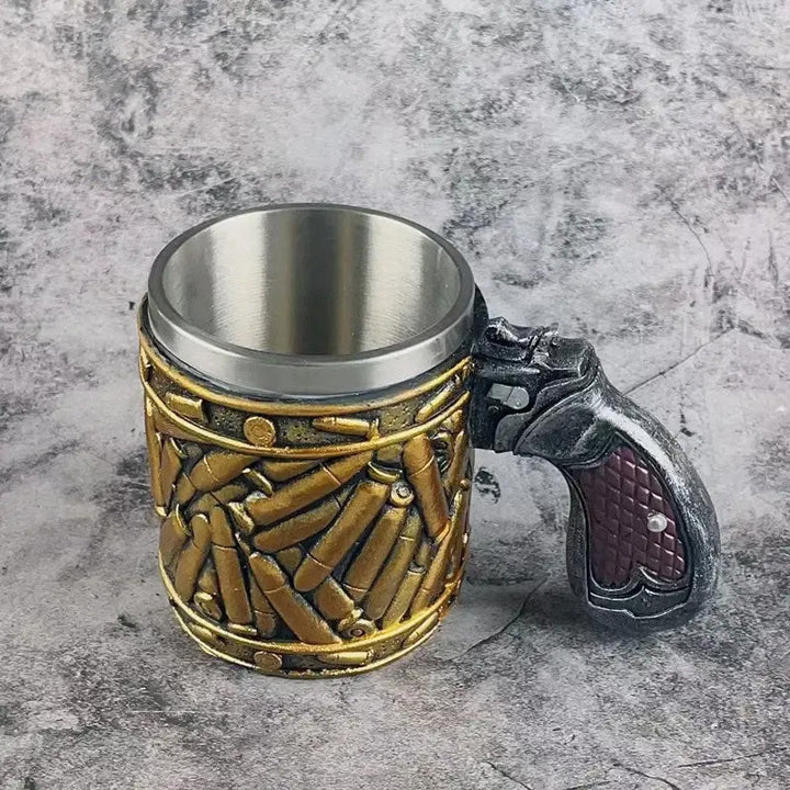 Edelstahl Bullet Muster Einzigartiger Revolver Bierkrug | Karnz