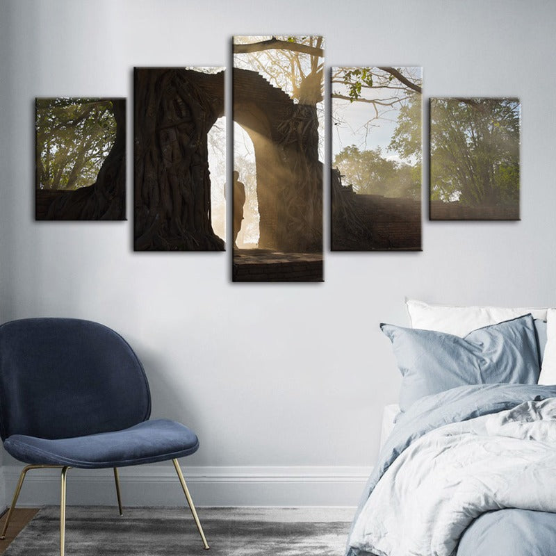 5 Stück Lone Man Natur - Leinwand Wandkunst Gemälde