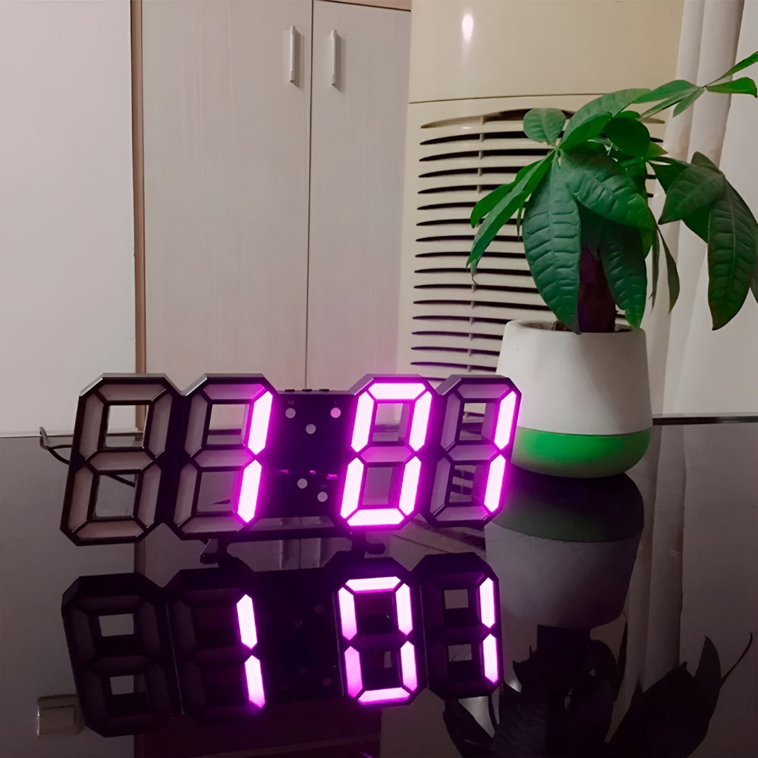 Designer-LED-3D-Wanduhr mit Digitalanzeige und intuitiver Bedienung