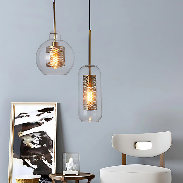 Vintage Industrie Hängelampe mit rundem Glas und Gold – LED Pendelleuchte für Esszimmer und Wohnzimmer | Karnz