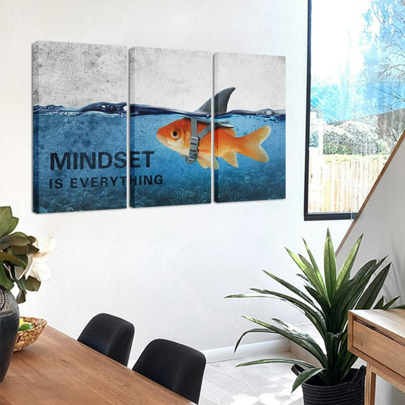 3Stk. Abstrakte Blaue Goldfisch Hai Poster Leinwand Gemälde | Karnz