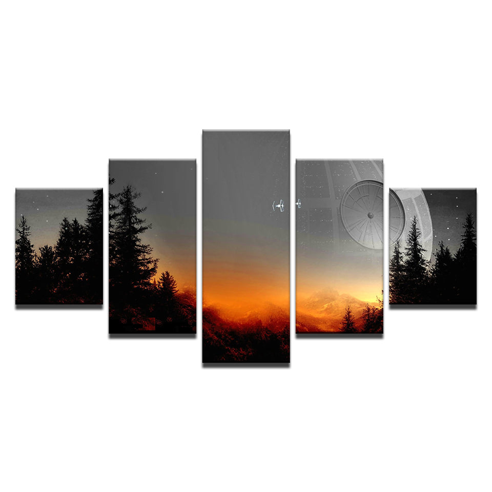 5-teiliges Leinwandbild „Sonnenuntergang“