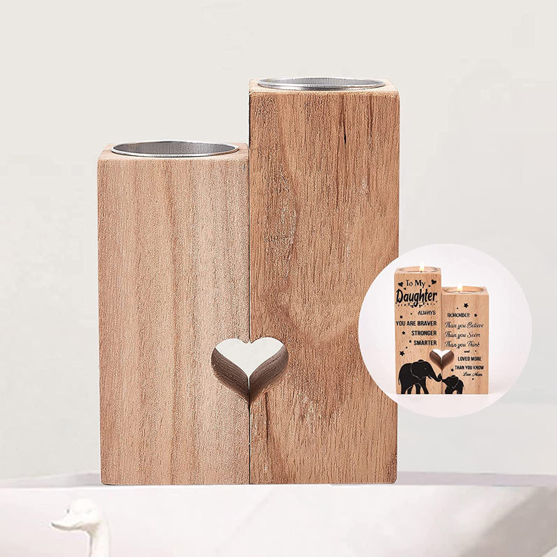 Smile A Lot More - Holz Teelichthalter mit Kerze Geschenk für Ihre Lieben | Karnz