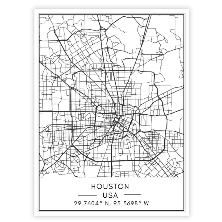 Houston Stadtplan - Leinwand Wandkunst Gemälde