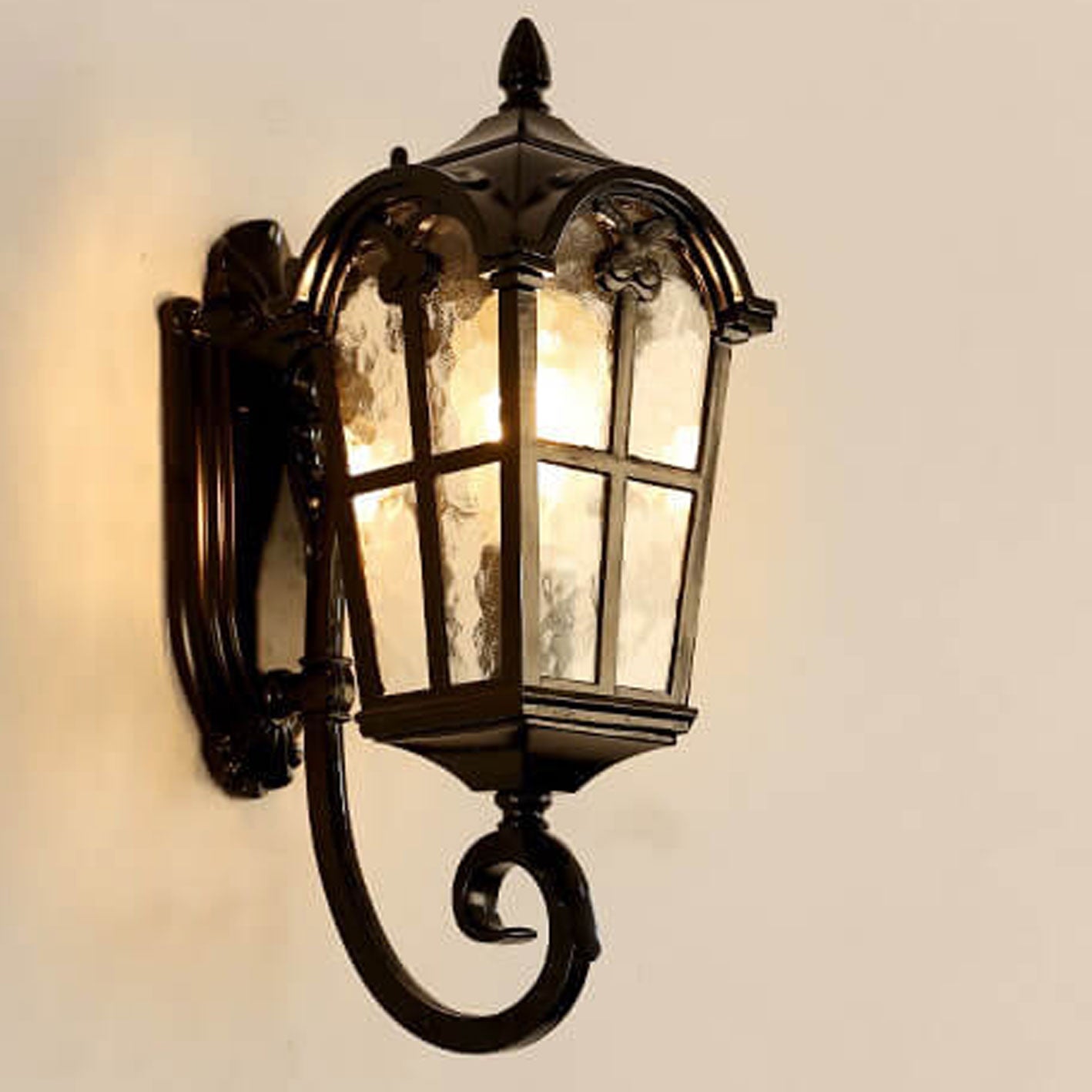 Europäische Retro-Wandlaterne aus Glas und Aluminium, wasserdicht, für den Außenbereich, 1-flammig