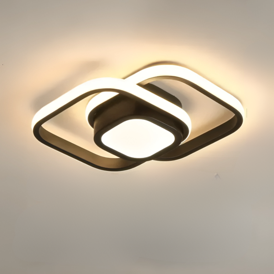 Moderne LED-Deckenlampe 18W | Kreatives Design mit 2 Ringen | Energieeffiziente Beleuchtung für Wohnzimmer & Büro 24 cm | Karnz