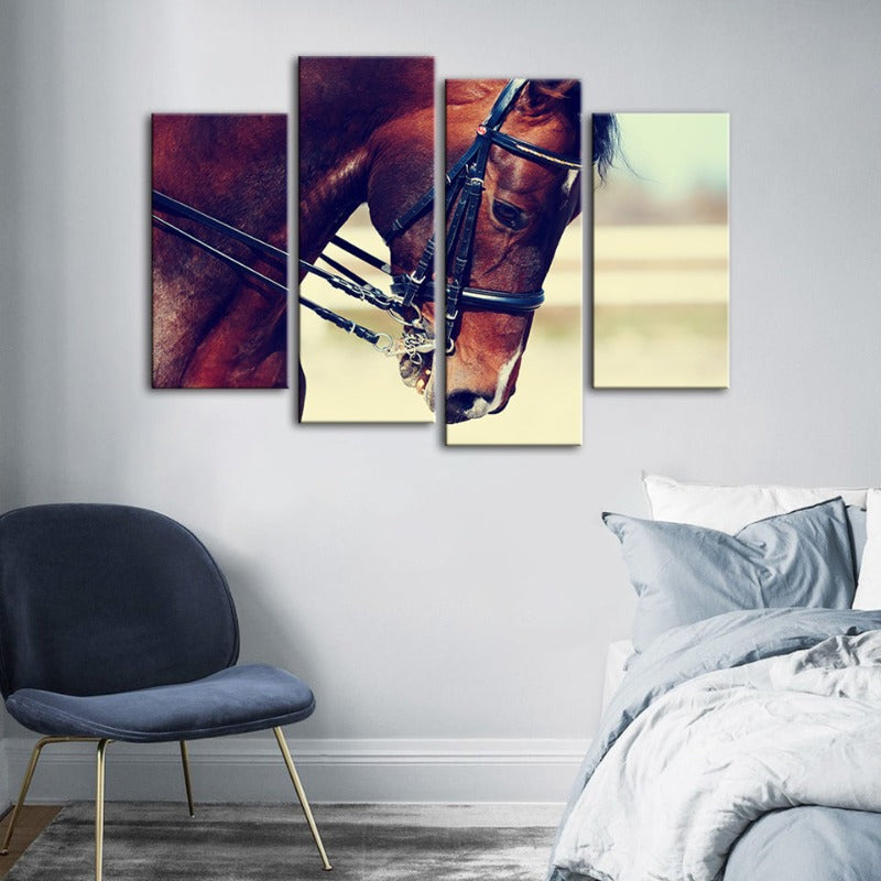 4-Teilig Anmutige Halfterpferd - Leinwand Wandkunst Gemälde