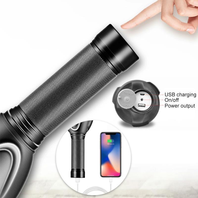 Karnz | MS18 Hochleistungs-LED-Taschenlampe | 100.000 Lumen | 18x Cree XHP70 2.0 LEDs | 2,3 km Reichweite | IP56 Wasserdicht | OLED-Statusdisplay | Inkl. Akku-Pack