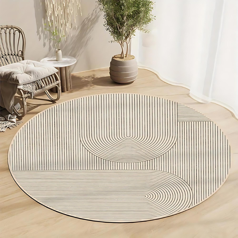 Runder Teppich im skandinavischen Design – Moderner Anti-Rutsch Teppich für Wohnzimmer & Schlafzimmer | Karnz