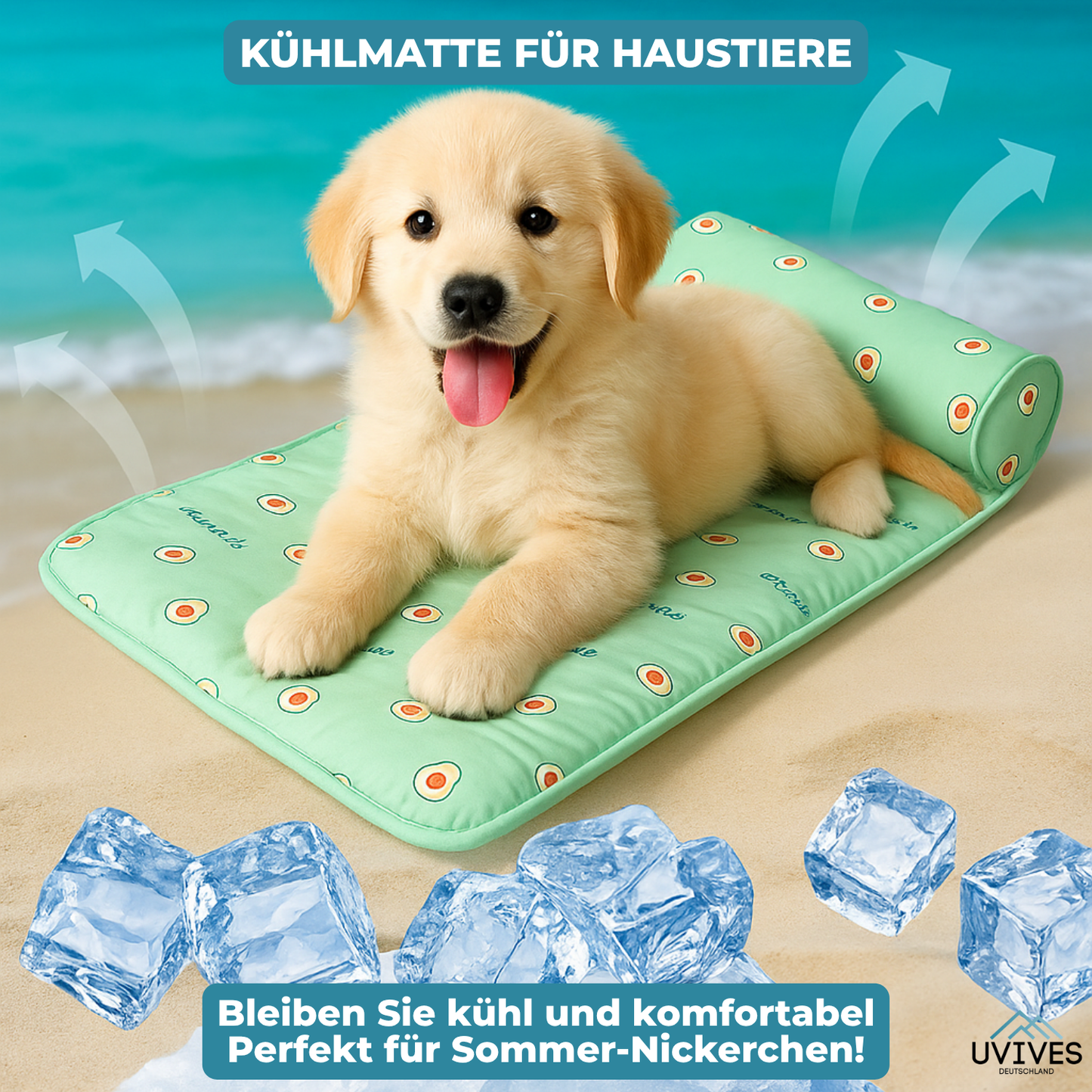 Kühlmatte Eis-Seide für Hunde und Katzen – Selbstkühlend Ohne Elektrizität | Karnz