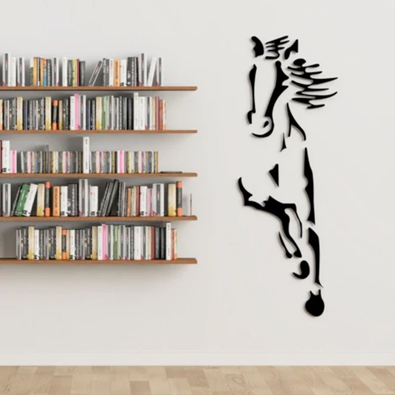 Wanddekoration: Galoppierendes Pferd, moderner 3D-Acryl-Spiegel-Pferd-Wandaufkleber