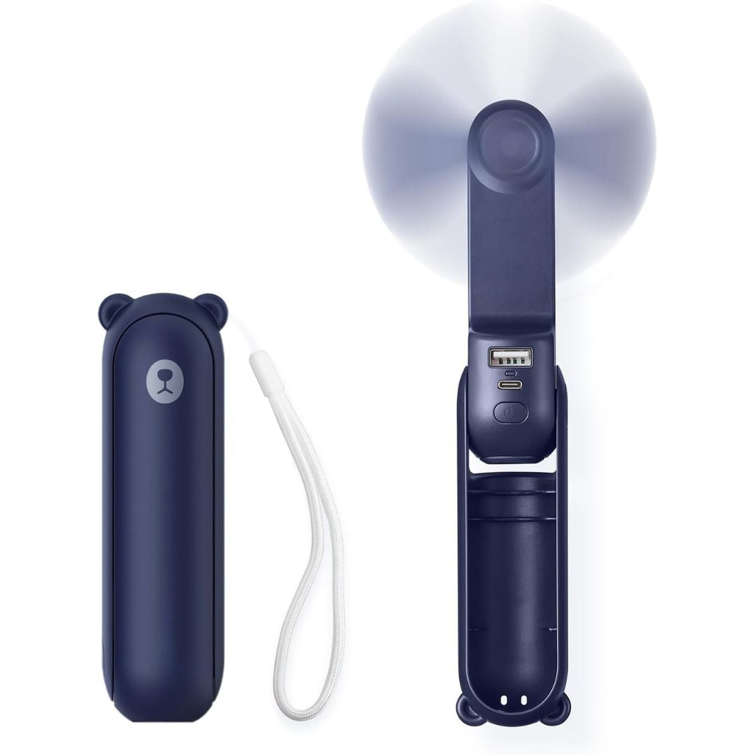 3 In 1 Handheld Mini Ventilator | USB Wiederaufladbar, Faltbares Design & Ideal für Reisen, Camping und Outdoor-Aktivitäten | Karnz