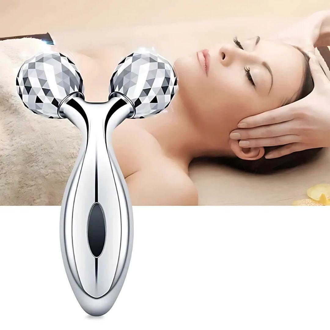 GlowRoller | Gesichts-Massageroller – Abschwellend & Liftend – Metallrollen – Tägliches Gesichts-Spa Karnz