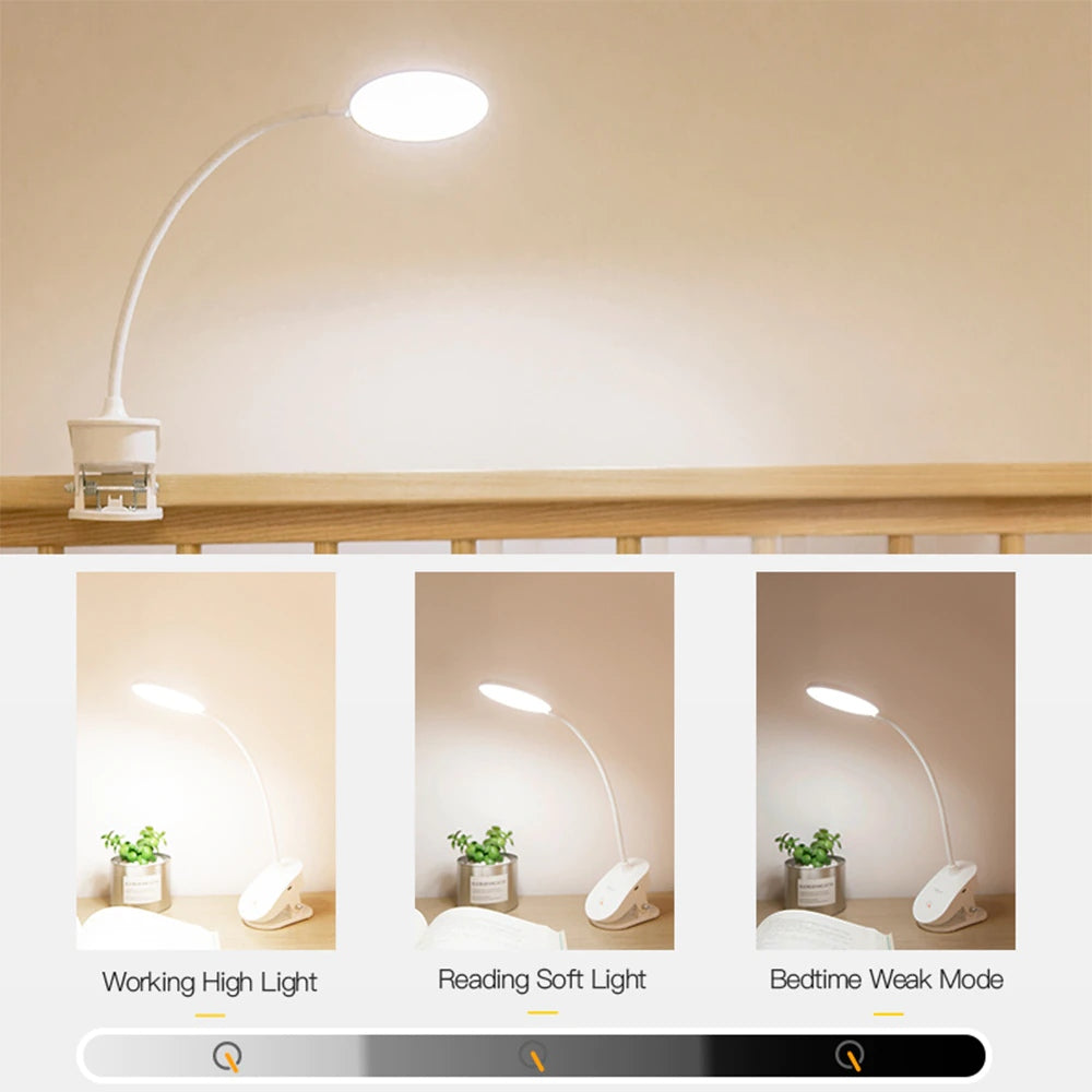 Kabellose Klemmlampe für den Nachttisch